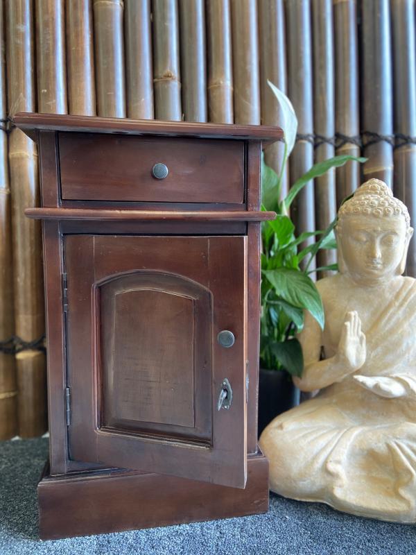 Mahogany Bedside Table - Dark Honey