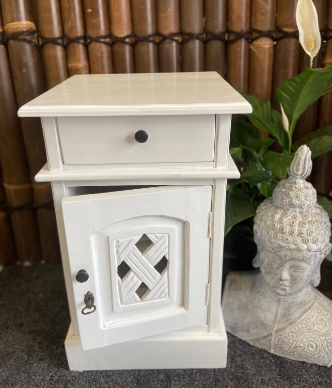 Mahogany Bedside Table - White