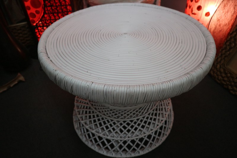 White Rattan Peacock table